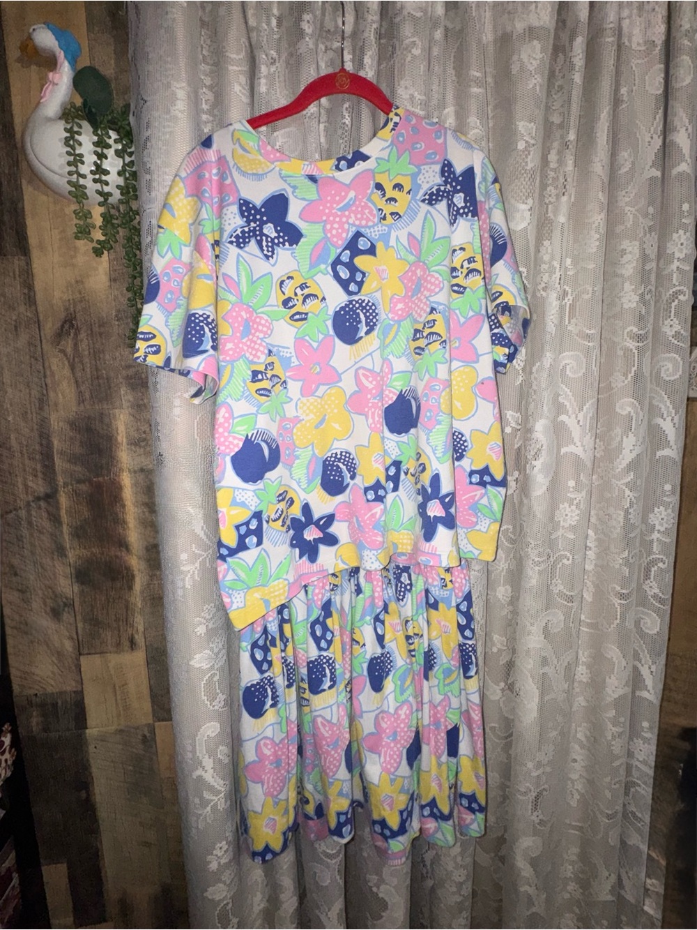 Retro Colorful Tropical Flower 2-Piece Coord Set No Tags